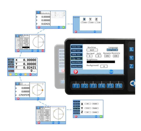 Three Axis DRO RPM LCD Digital Readout With 7 Inch Screen for Lathe Milling Bridgeport Knee Mill Drill Machines display interface