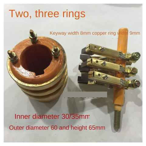 Three Way Conductive Slip Ring with Inner Diameters 25 30 35 and Outer Diameter 58 and Height 61, rugged cylindrical design