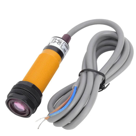 Through Beam Photoelectric Sensor 5 Pair NPN Normally Open, 6-36V DC, 300mA, with cable, ABS tough shell, front view.