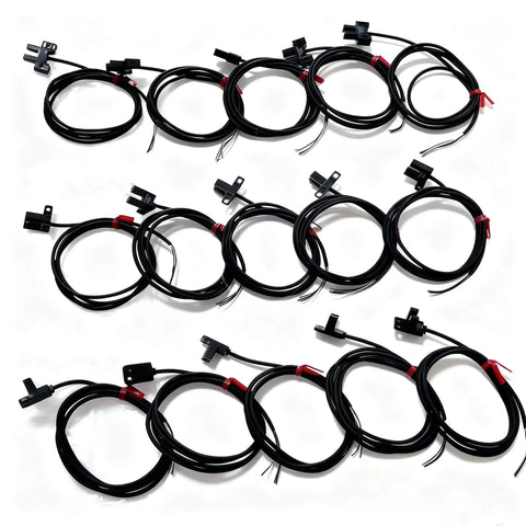 Multiple 1m Photoelectric Switch Sensor With PNP NO/NC Outputs For Easy Automation, coiled cables and black through beam sensors.