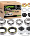 Trailer Bearing Kit For 84 Spindle And 3500 Lb Axles, Complete Hub Kit, 2 Sets With 1.98 Inch Dust Covers displayed with components