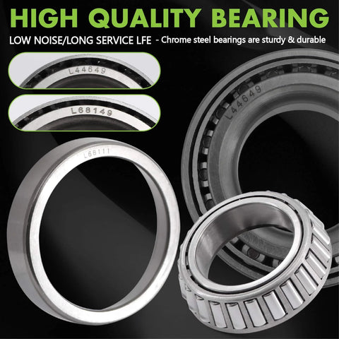 Close-up of chrome steel bearings from Trailer Bearing Kit For 84 Spindle And 3500 Lb Axles, Complete Hub Kit, 2 Sets With 1.98 Inch Dust Covers