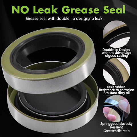 Trailer Bearing Kit For 84 Spindle And 3500 Lb Axles, Complete Hub Kit, 2 Sets With 1.98 Inch Dust Covers, Grease Seal Close-up