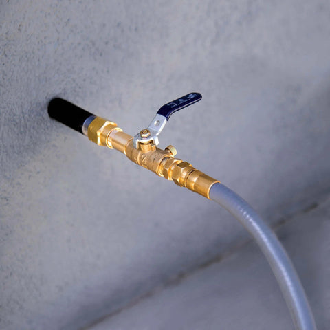 Natural gas hose connection for Tri Fuel 5000 Watt Electric Start Portable Generator RV Ready With CO Shield.