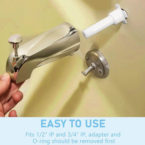 Installation of 4 In 1 Tub Spout Diverter Repair Kit With Assembly Tool, showing chrome spout and diverter fittings.