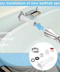 4 In 1 Tub Spout Diverter Repair Kit With Assembly Tool, Universal Fits One Half Inch Copper Pipe, shown installed on bathtub