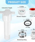 4 In 1 Tub Spout Diverter Repair Kit With Assembly Tool components, including extension nipple, PTFE tape, adapter, and retaining ring.