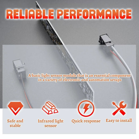 Two Pack Infrared Break Beam Distance Sensor With 5mm LED Indicators split showing reliable performance on gray background.