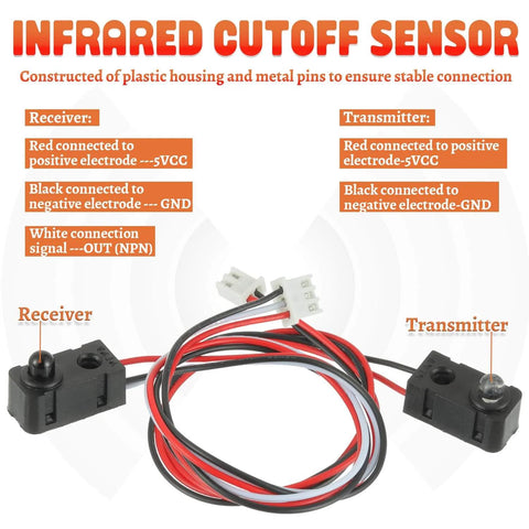 Two Pack Infrared Break Beam Distance Sensor With 5mm LED Indicators Split Through Beam Photoelectric Switch, wiring diagram shown
