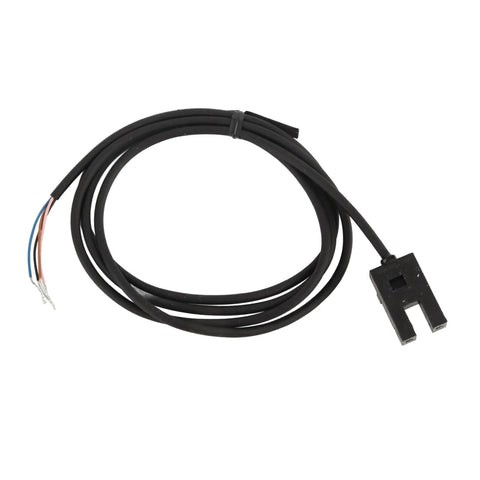 U Shape Photoelectric Sensor Switch With 5mm Sensing Distance, DC 5 to 24V, SX673, NPN Output, shown with black cable