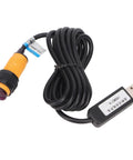 USB Infrared Photoelectric Switch Reflective Sensor for Gaming and Office Gear with plug-and-play setup, shown coiled with a yellow sensor.