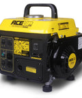 Yellow gas powered portable generator with 1200W peak and 900W running, ultralight home backup power, 120V outlet, 71cc 2 stroke engine.