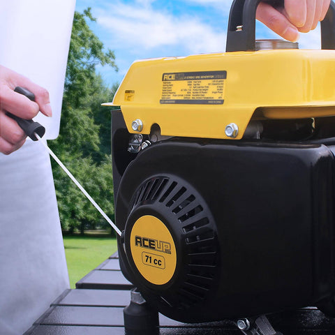 Gas Powered Portable Generator With 1200W Peak And 900W Running Ultralight Home Backup Power, 71cc engine being started