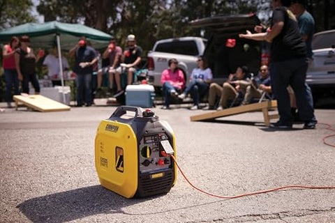 Ultralight 2500-Watt Portable Inverter Generator With Quiet Technology And CO Shield in use at a tailgating event