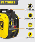 Ultralight 2500-Watt Portable Inverter Generator With Quiet Technology And CO Shield, features diagram