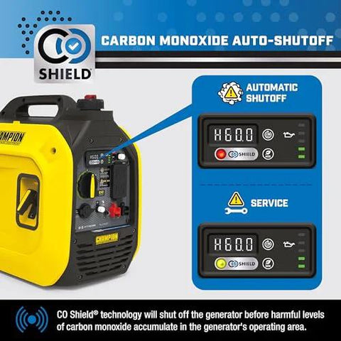 Ultralight 2500-Watt Portable Inverter Generator with Quiet Technology, CO Shield safety display, carbon monoxide auto-shutoff feature