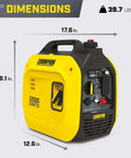 Ultralight 2500-Watt Portable Inverter Generator With Quiet Technology And CO Shield, yellow and black, 18.1 x 17.6 inches