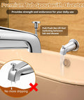 Universal Tub Spout With Diverter For 1/2 In Copper, 1/2 In IPS, And 3/4 In IPS Pipes, Chrome Bath Spout with water flow, close-up.