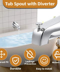 Universal Tub Spout With Diverter For 1/2 In Copper, 1/2 In IPS, And 3/4 In IPS Pipes, Chrome Bath Spout Replacement in use over bathtub