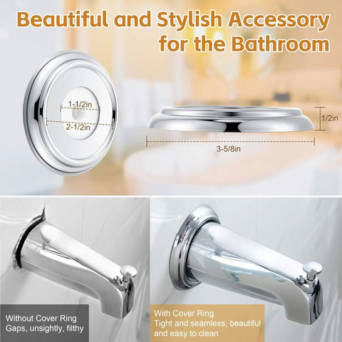 Universal Tub Spout With Diverter For 1/2 In Copper, 1/2 In IPS, And 3/4 In IPS Pipes shown installed with chrome finish and cover ring