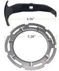 Universal Gas Tank Lock Ring Tool For Fuel Pump Sender Removal with dimensions for Ford Chrysler Dodge Chevy BMW Benz Volvo Jeep