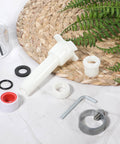 Four In One Tub Spout Adapter Kit For Slip Fit Bathtub Faucets with Diverter Repair Kit And Assembly Tool on display