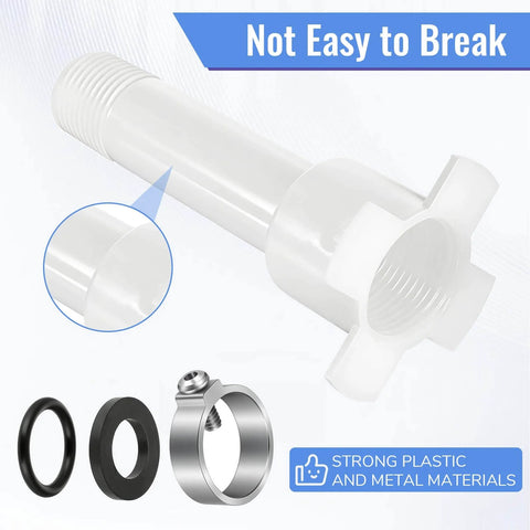 Four In One Tub Spout Adapter Kit For Slip Fit Bathtub Faucets, Universal Half Inch Copper Pipe And Three Quarter Inch IPS Connections, plastic and metal materials shown