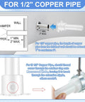 Diagram for Four In One Tub Spout Adapter Kit installation on 1/2 inch copper pipe with slip fit option