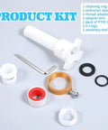 Four In One Tub Spout Adapter Kit For Slip Fit One Half Inch Copper Pipe And One Half Inch IPS And Three Quarter Inch IPS With Diverter Repair Kit And Assembly Tool, includes O rings and Teflon tape for DIY replacement components displayed.