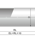 FF72V50-12-RL100 100mm Ivory PVC Conveyor Roller technical diagram showing dimensions RL and EL.