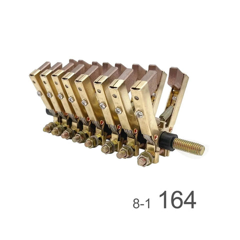 V Shape Carbon Brush Holder Assembly Eight Pack For 8 Way Slip Ring Motor 6x12 Copper Brushes Front View