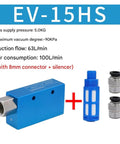Powerful Negative Pressure Vacuum Ejector with Suction Cup, Adjustable Control Valve, 8mm Port, and Silencer for Material Handling