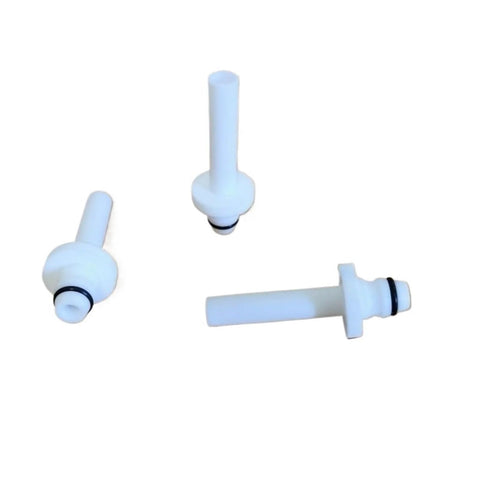 Venturi Ejector Replacement Set For CS 130 Powder Coating Pump in white material, 3 pieces shown.