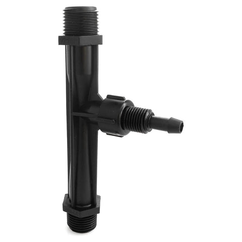 Half Inch Irrigation Venturi Fertilizer Mixer Injector with durable black plastic body, designed for garden and farm irrigation systems.