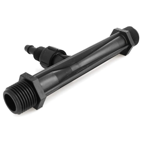 Half Inch Irrigation Venturi Fertilizer Mixer Injector for garden and farm systems with durable black plastic body, chemical resistant