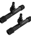 2 Pack 1 Inch Venturi Fertilizer Injectors For Irrigation Systems, black plastic water mixer tubes for garden, farm, and lawn use