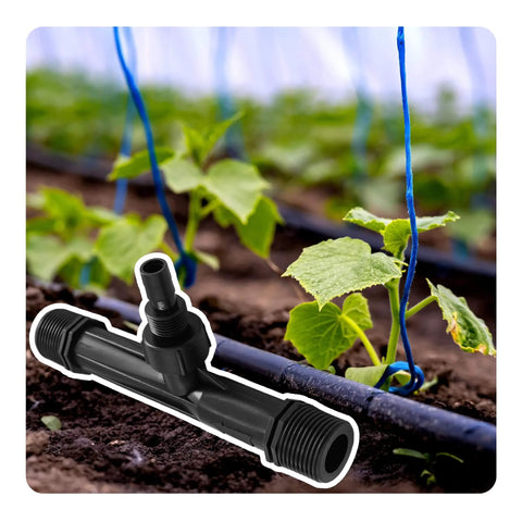 2 Pack 1 Inch Venturi Fertilizer Injectors For Irrigation Systems, Black Plastic Water Mixer Tube in garden with drip irrigation