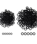 Wacky Worm O Ring Set For Bass Fishing Silicone O Rings 300 Pack, two sizes for soft plastic worms, displayed in piles