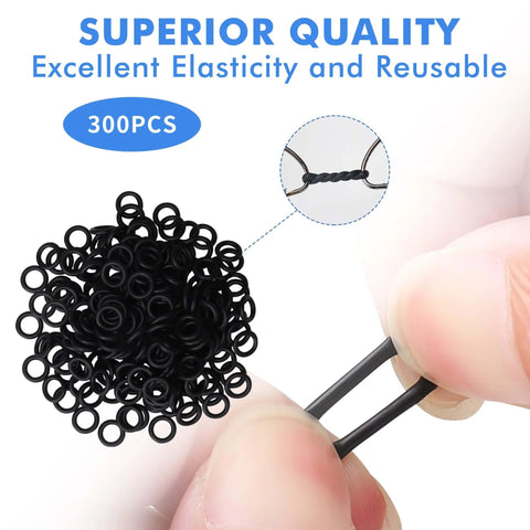 Close-up of Wacky Worm O Ring Set for Bass Fishing Silicone O Rings, 300 pack, showing elasticity and durable reuse for easy rigging.