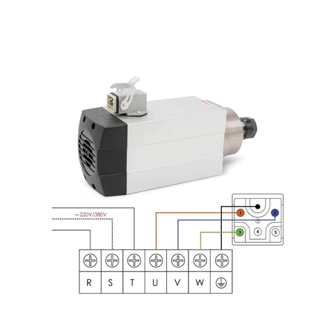 Water Cooled 1.5kW ER20 Square Type Spindle Motor With Four P4 Bearings 0.01mm Runout And 380V Frequency Drive for CNC Routers