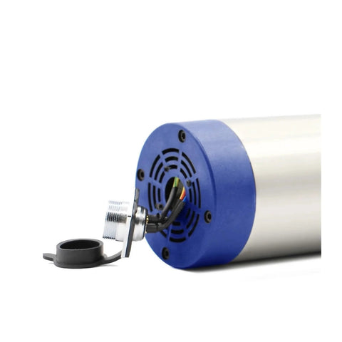 Close-up of 2.2KW ER20 CNC Milling Spindle Motor 220V Water Cooled Quiet Operation Built For Speed 80mm Mounting with connectors