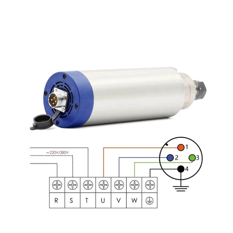 2.2KW ER20 CNC Milling Spindle Motor 220V Water Cooled showing electrical wiring diagram
