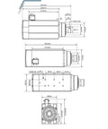 Technical diagram of Beefy 4.5kW ER32 CNC Spindle Motor Water Cooled 220V To 380V Square Spindle With Ceramic Ball Bearings 0.01mm Runout