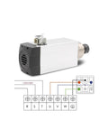 Beefy 4.5kW ER32 CNC Spindle Motor Water Cooled 220V To 380V Square Spindle With Ceramic Ball Bearings in front view with wiring diagram