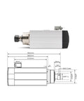 Beefy 4.5kW ER32 CNC Spindle Motor Water Cooled 220V To 380V Square Spindle With Ceramic Ball Bearings 0.01mm Runout side view