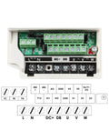 Close-up of VFD inverter connection board for Water Cooled 220V 2.2kW ER25 Wood Spindle With Ceramic Ball Bearings setup.