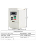 VFD Inverter for Water Cooled 220V 2.2kW ER25 Wood Spindle with dimensions and tech parameters