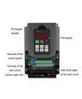 Front view of 2.2kW inverter drive keypad for Beefy ER25 Square Spindle with labeled terminals and cable inlets for CNC milling precision.