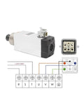 Beefy ER25 Square Spindle With 2.2kW Inverter Drive Water Cooled For Quiet CNC Milling, shown with connector and wiring diagram