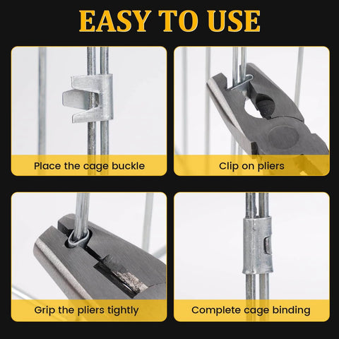 Steps to use 1800 Pieces Wire Cage Clips With Pliers Non Slip Handle For Rabbit Chickens Birds Dogs Hog Cages J Clips